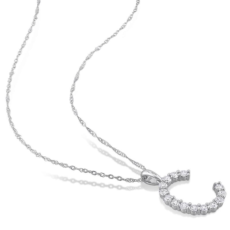 Miadora 1/2ct TDW Diamond 'C' Initial Necklace in 10k White Gold