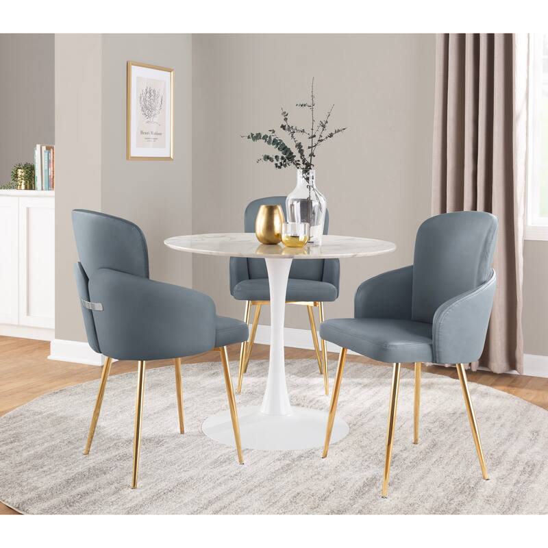 Silver Orchid Dahlia Dining Chair with Metal Legs (Set of 2)