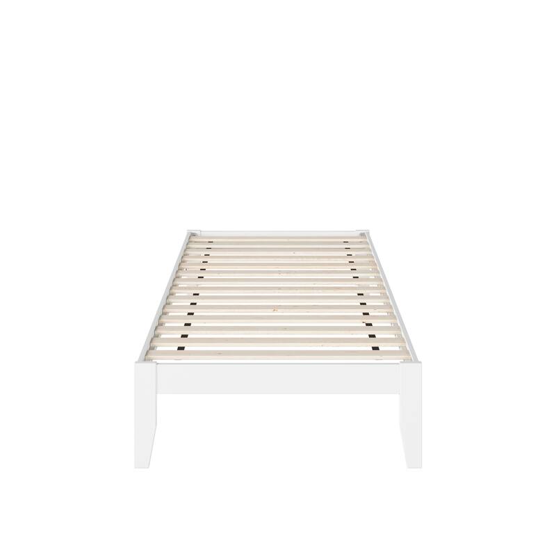 Twin XL Bed with Drawer & USB Charger - Walnut Finish, Sleek Design, Slat Kit Included