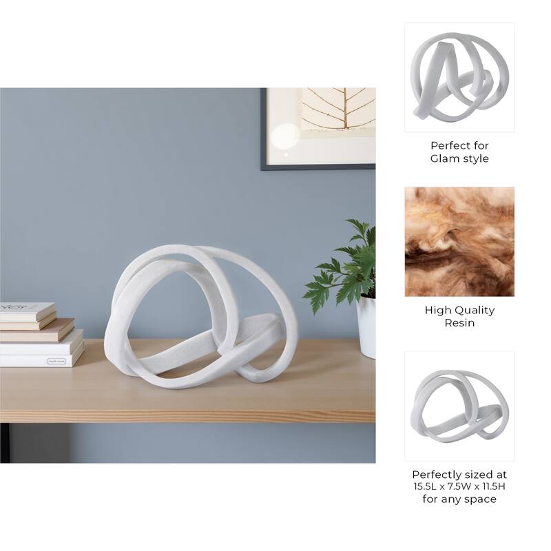 White 16x12 in. Resin Novelty Abstract Knot Sculpture - 15.5"