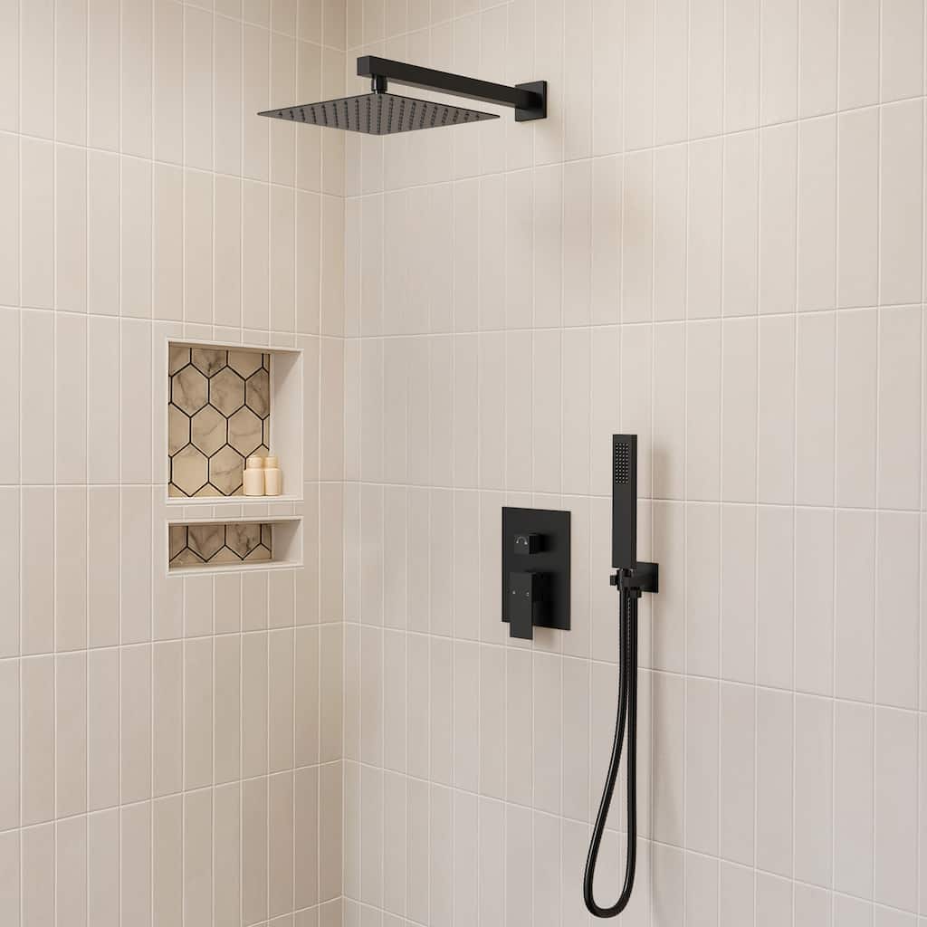 10" Rain Shower Head High Pressure Wall Mount Shower System Bathroom Shower Faucet Set with Handheld Spray