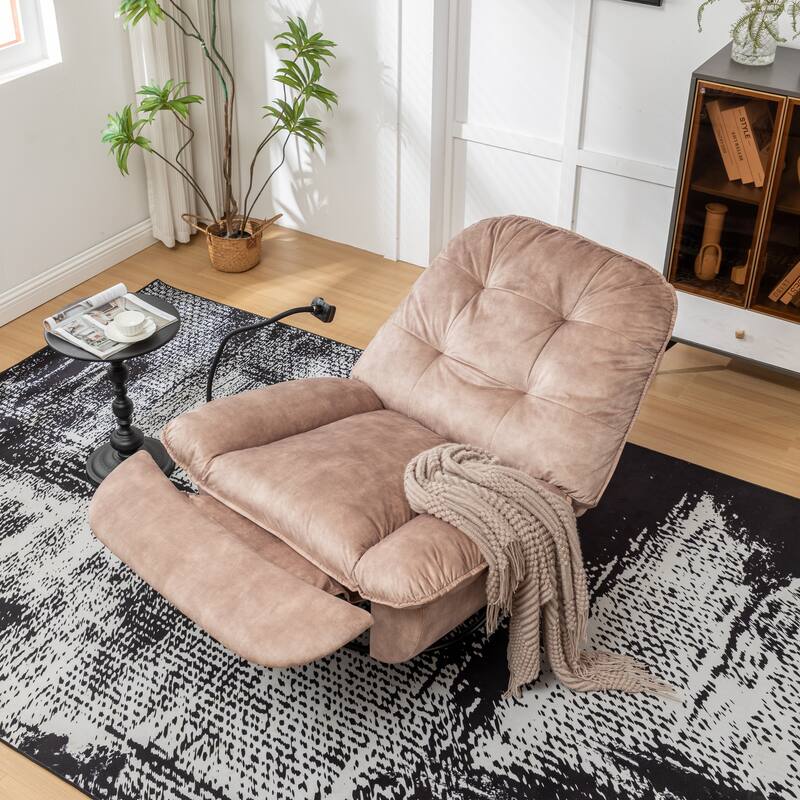 Velvet Swivel Recliner Chair, Living Room Chair with Phone Holder, Modern Rocker Reclining, Upholstered Glider Recliner Chairs