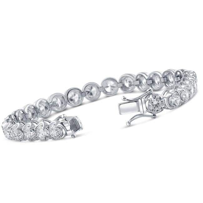 14.55Ct TW Round-Cut Diamond Tennis Bracelet 7" White Gold Lab Grown