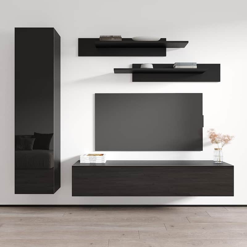 Fly G1 30TV Wall Mounted Floating Modern Entertainment Center - Black