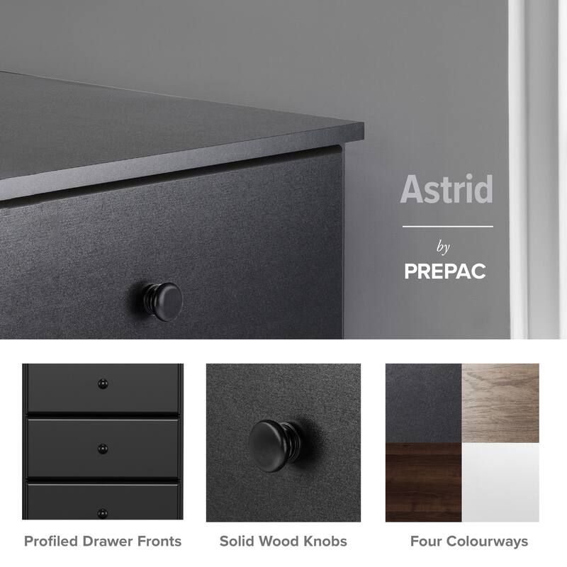 Prepac Astrid 4 Drawer Dresser for Bedroom, Chest of Drawers, Bedroom Furniture, Clothes Storage and Organizer
