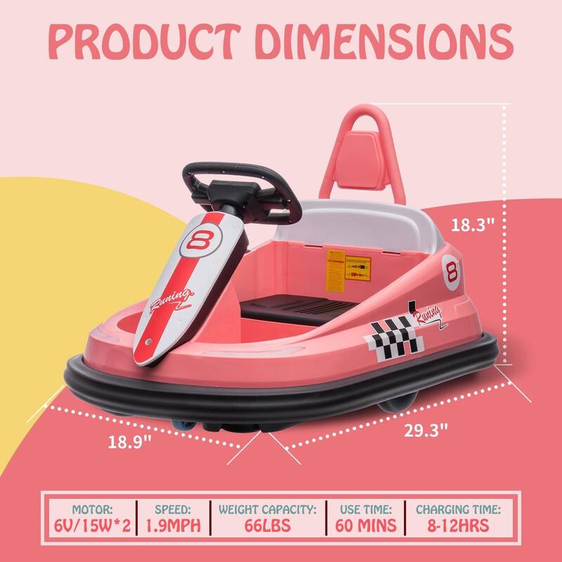 Bumper Car for Toddlers, New Designed 6V Electric Ride On Toys for Kids 1.5-6 Years Old