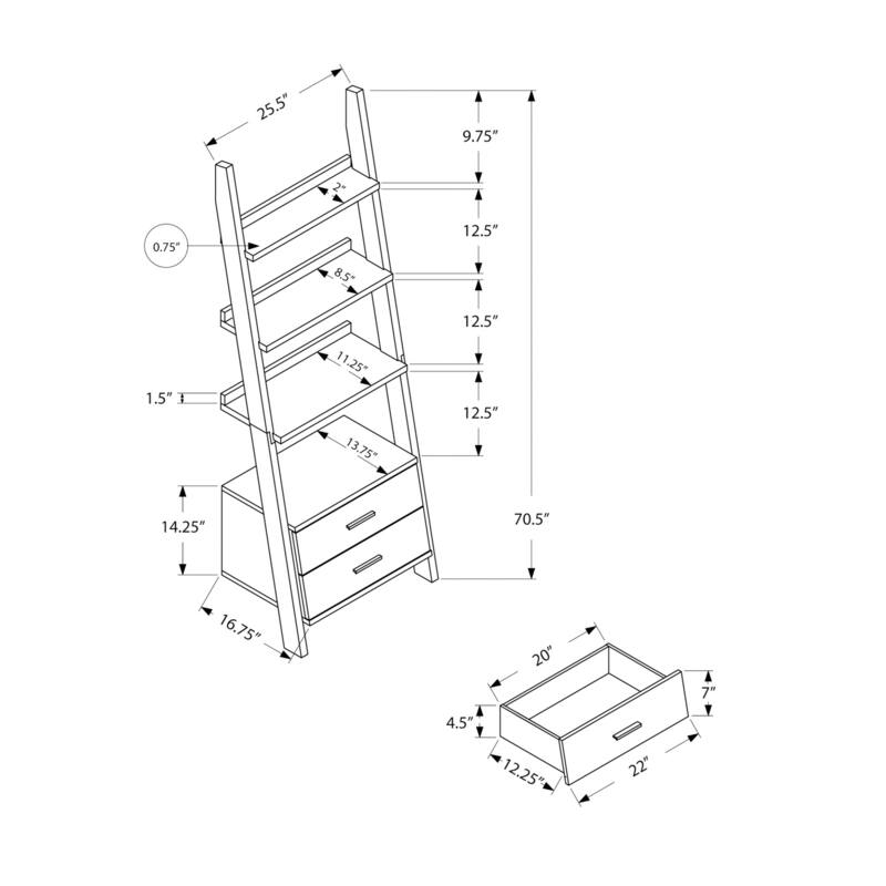 4 Tier Bookshelf, Modern Contemporary 69"h Grey And White Laminate Ladder Bookcase for Living room Office, Bedroom