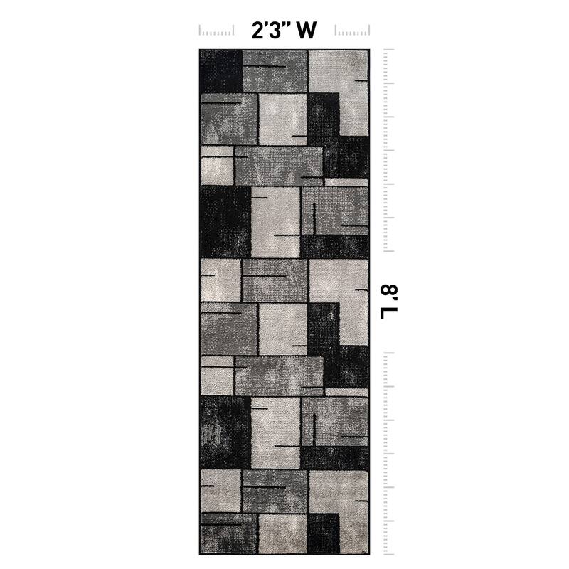 Modern Linear Area Rug for Living Room, Bedroom, or Entryway - Low Pile Indoor Rug