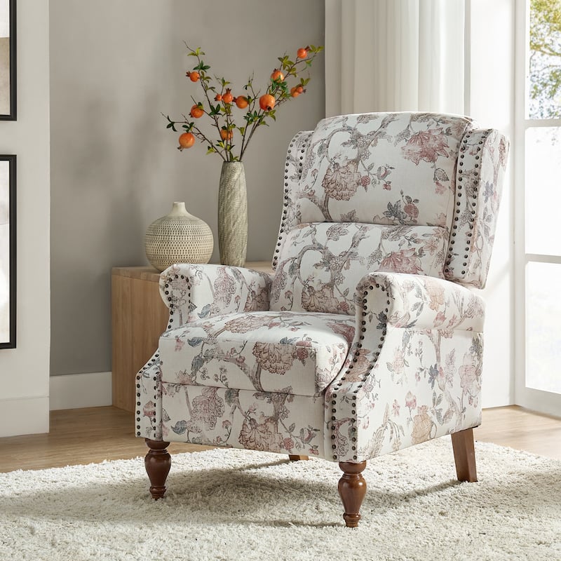 Terri Classic Cutaway Arms with Nailheads Manual Recliner for Living Room by HULALA HOME - NAVY