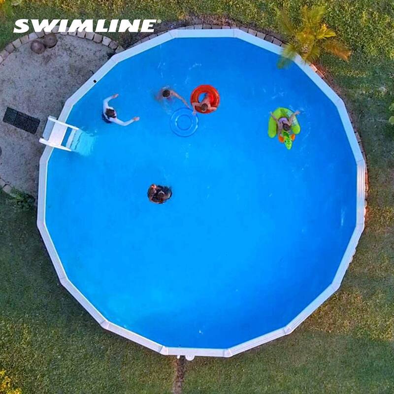 Swimline LI184820 18' Solid Blue Round Above Ground Swimming Pool Overlap Liner - 37.5