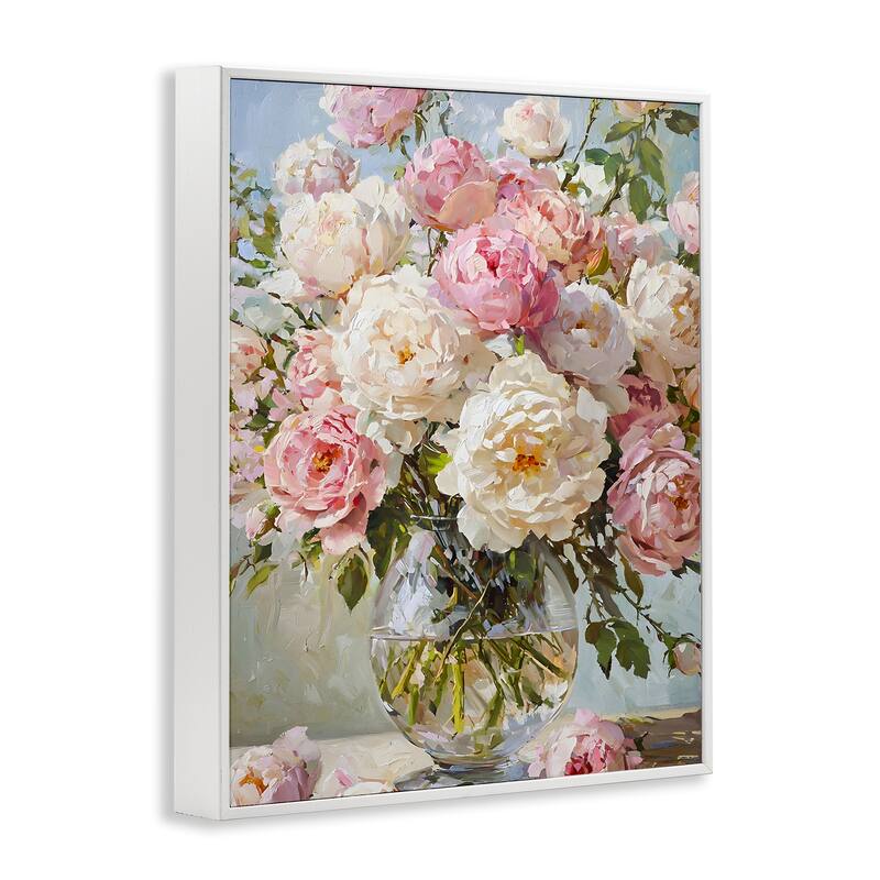 Stupell White & Pink Roses Framed Giclee Art Design By Franklyn Gregory