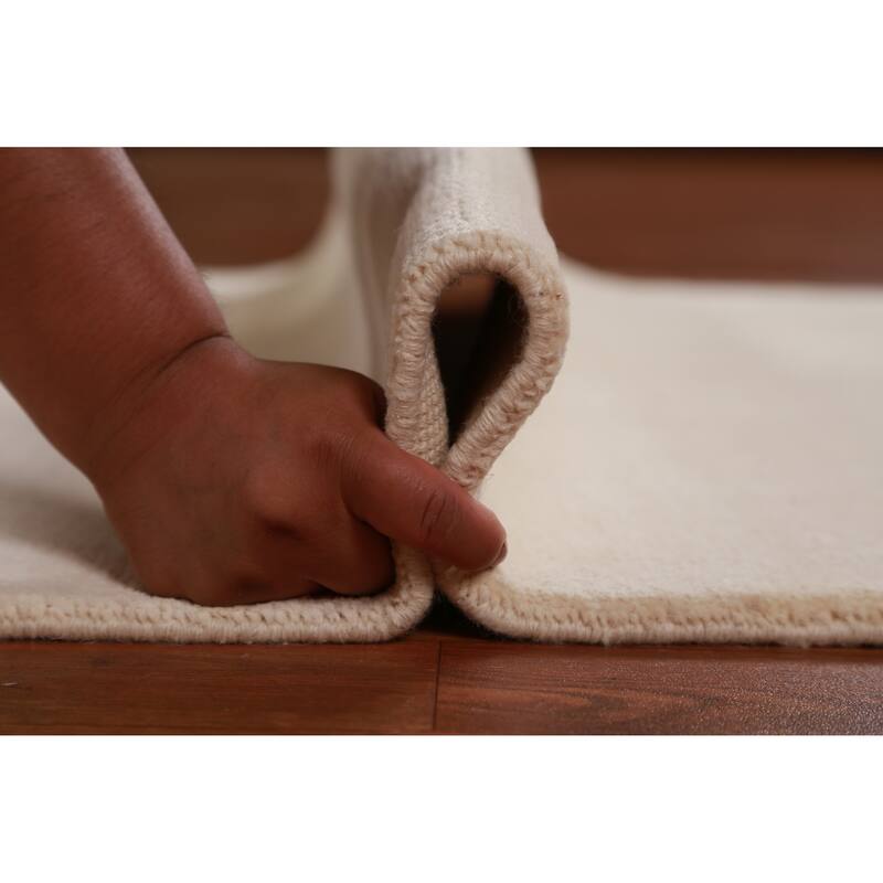 Hand Knotted Oriental 100% Wool Carpet Modern Solid Beige & Ivories Gabbeh Runner Rug - 10' 0'' X 3' 1''