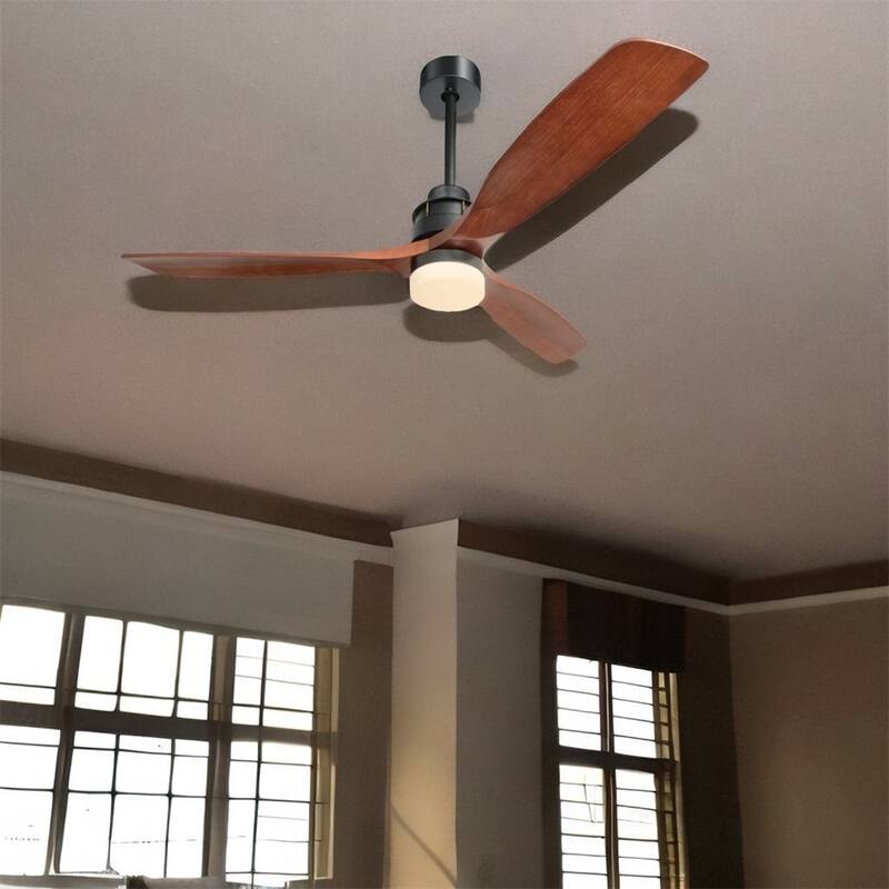 60"Ceiling Fan Light with 3 Wood Blade - Black
