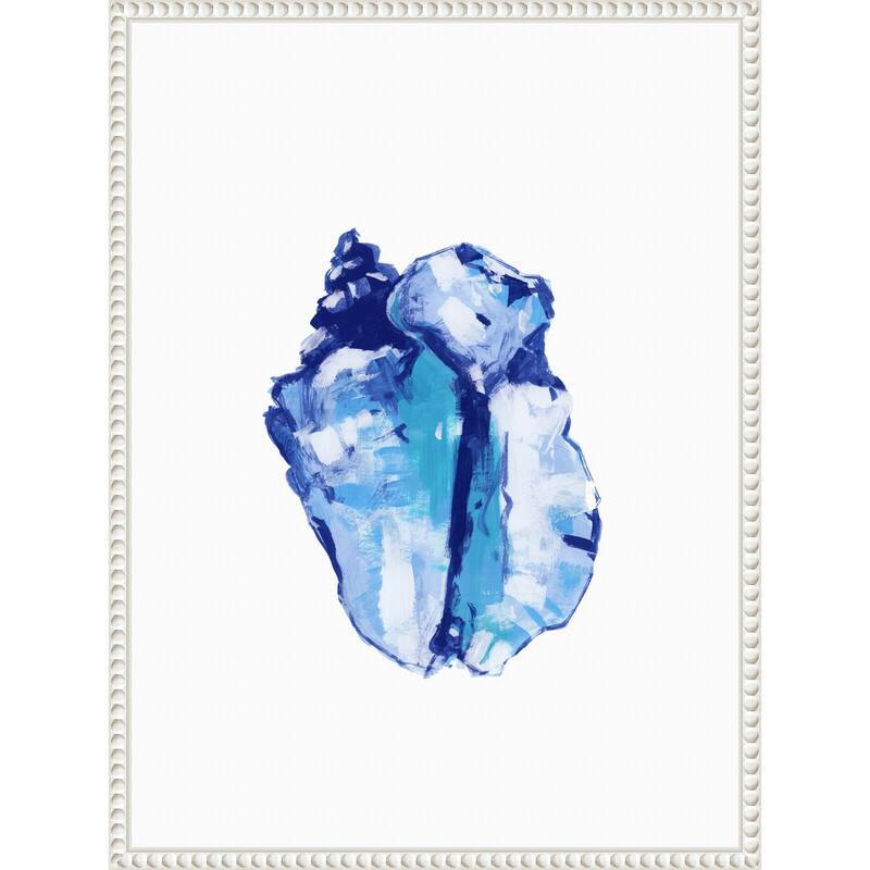 Blue Seashell On White Background No. 1 by Cartissi (18 x 24 in.), Framed Canvas Wall Art Print