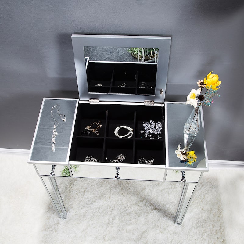 31.5" FCH Flip Glass Mirrored Makeup Vanity Table