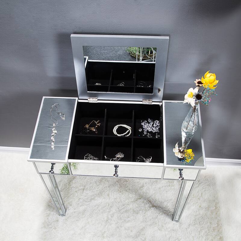 FCH Flip Glass Mirrored Makeup Table With Drawer