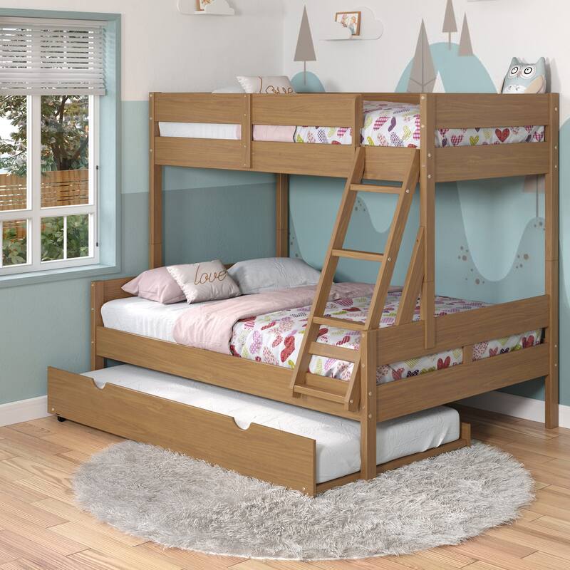 Low Board Twin over Full Urban Oak Panel Bunkbed - Urban Oak - Twin over Full