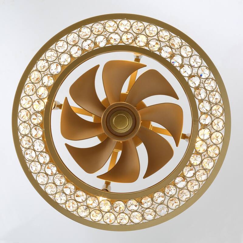 GetLedel 18-in Modern Crystal Caged Ceiling Fan Fandelier with Remote and Light Kit