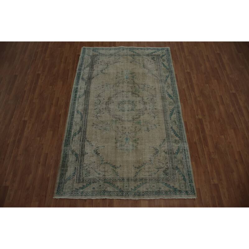 Hand Knotted Oriental 100% Wool Carpet Transitional Floral Beige & Ivories Anatolian Area Rug - 9' 4'' X 5' 10''