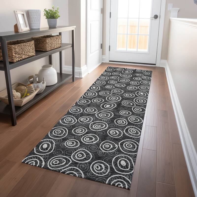 Premium Washable Super Soft Contemporary Zazzle Mayfield Rug - Black - 2' 3" x 7' 6" - Runner