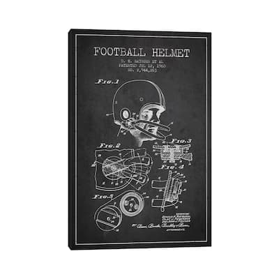 iCanvas "Football Helmet Charcoal Patent Blueprint" by Aged Pixel Canvas Print