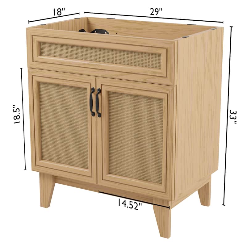 Ancillary Rattan Modern Farmhouse 2-Shelf Bath Vanity Cabinet Only (Sink Basin not Included), by JONATHAN Y