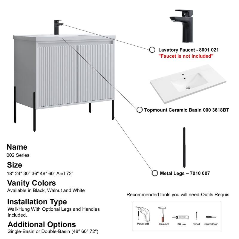 Ripple 36" Single Bathroom Vanity Set