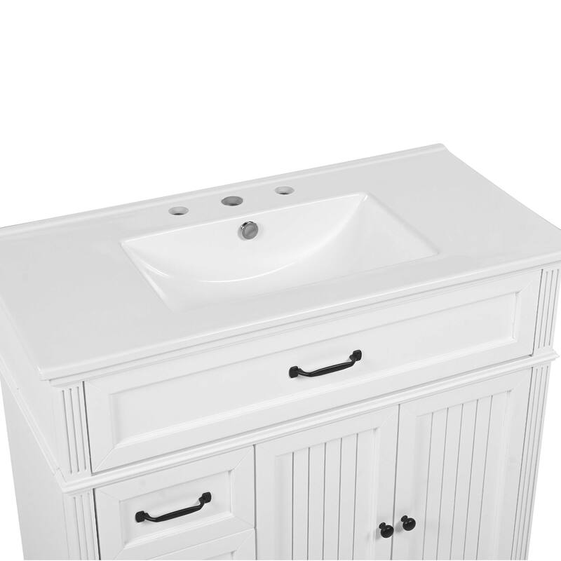 36" Bathroom Vanity with Sink - Bathroom Cabinet with Drawers, Solid Frame and MDF Board
