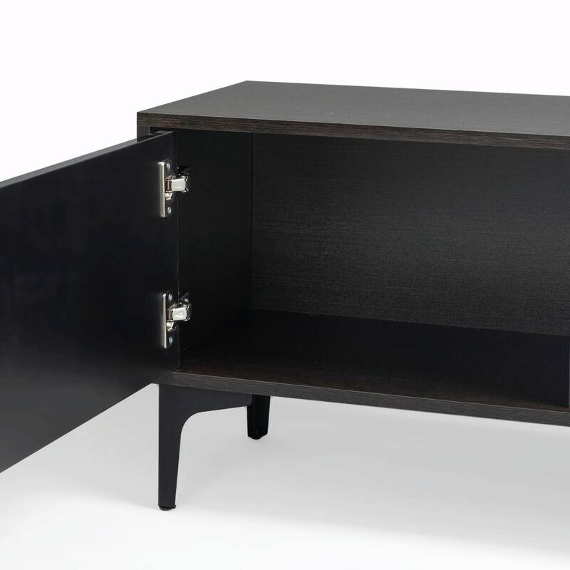 TV Console with LED Remote Control Lights, UV Bloom Drawer Panel, and Ferrous Legs