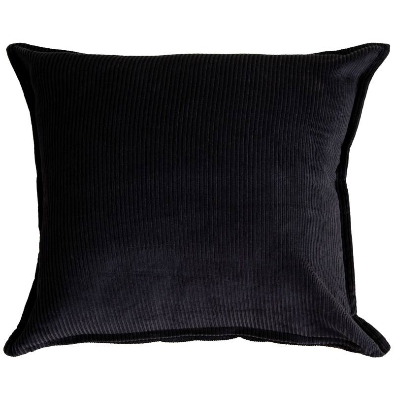 Rizzy Home Solid Velvet and Corduroy Throw Pillow - Accent - Down Alternative - Black