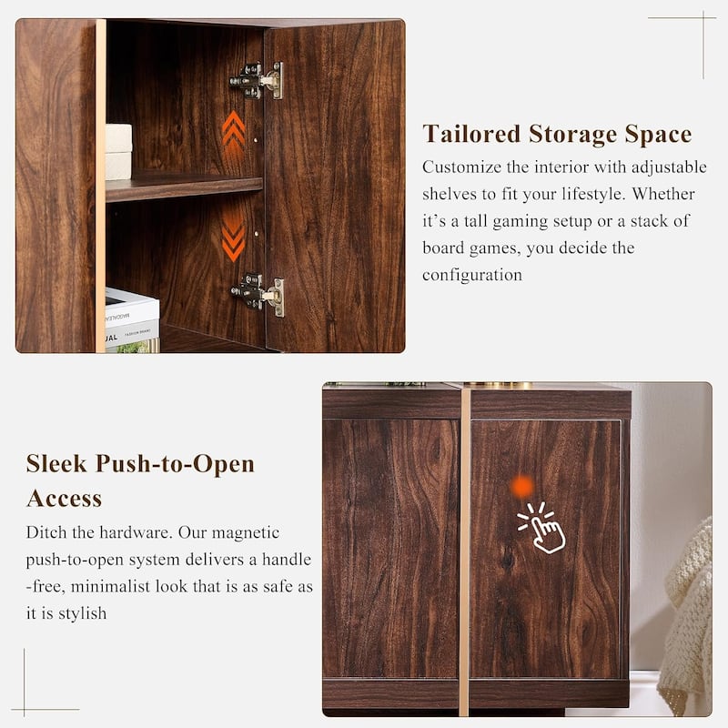 Modern 70" TV Stand, Entertainment Center, Handle-Free Hidden Design