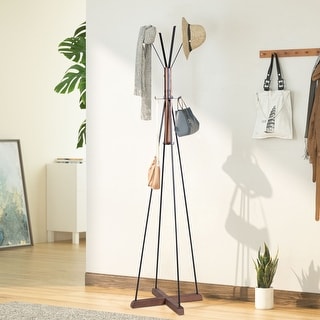 Reclaimed Wood and Metal Freestanding Coat Rack with Hooks use in ...