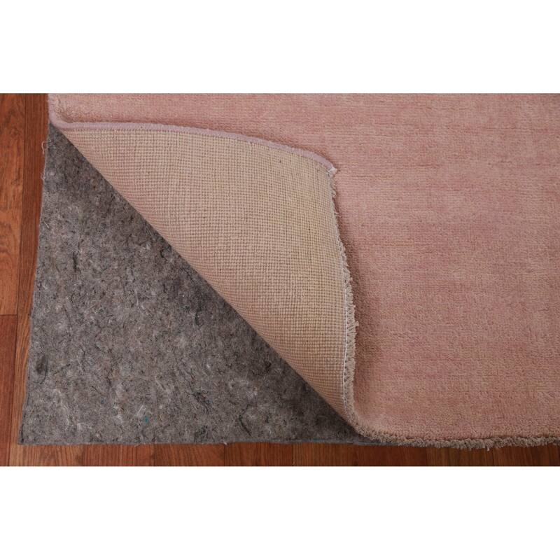 Hand Knotted Oriental 100% Wool Carpet Modern Solid Peach Gabbeh Area Rug - 11' 11'' X 9' 3''
