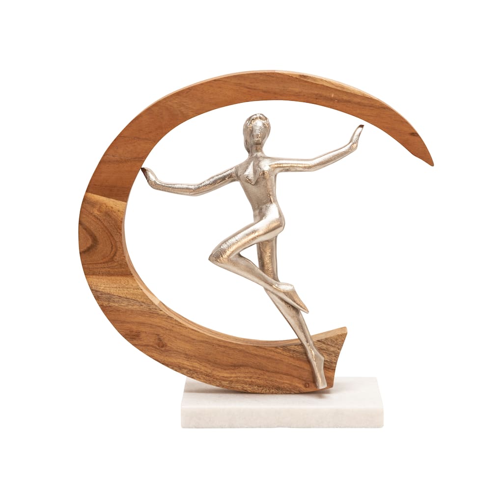 14" Metal Gymnast, Silver 14.0"H - 14.0" x 4.0" x 14.0"