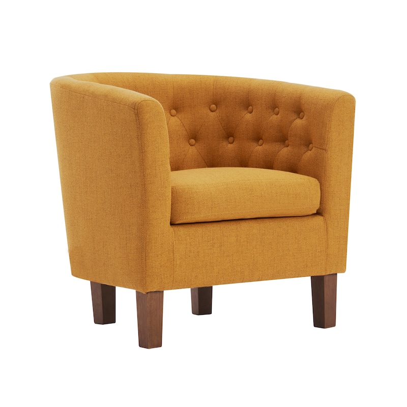 Porthos Home Kady Fabric Barrel Accent Chair with Rubberwood Legs