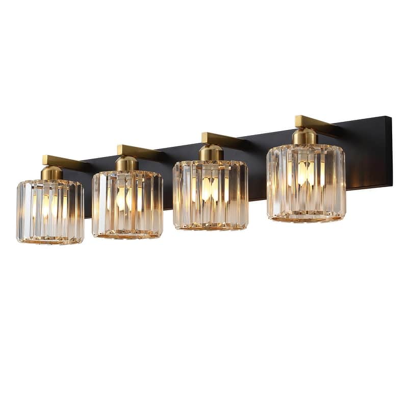 Modern Black and Gold 4-Light Exquisite Textured Vanity Lamp