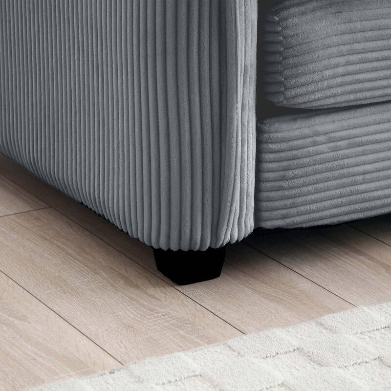 Roomfitters 3-Piece Modular Corduroy Sectional Sofa, Oversized 6-Seat Set with Memory Foam