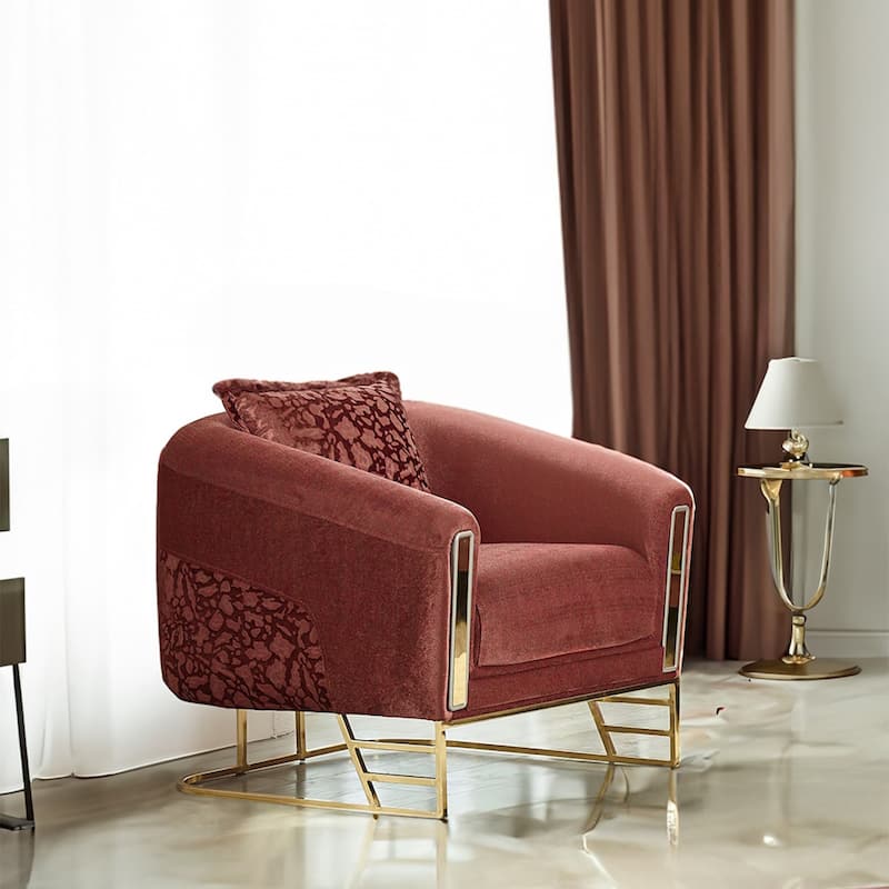 Renillo Upholstered Velvet Accent Chair - Brick