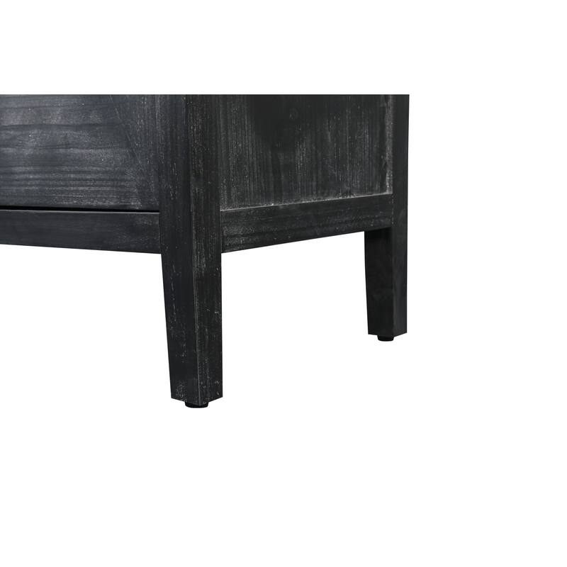 Roomfitters 4-Door Accent Cabinet with Carved Flower Handles, Antique Storage Sideboard for Living Room