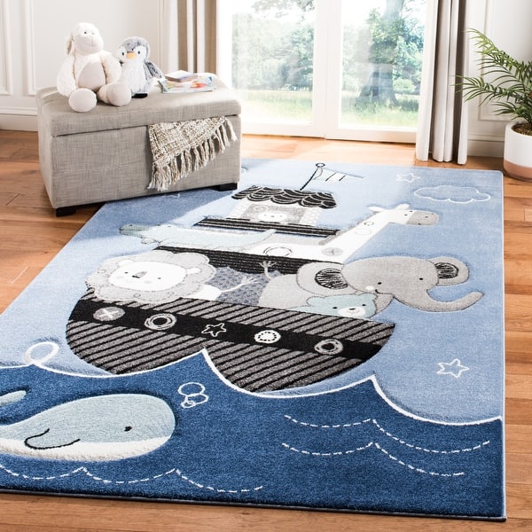 slide 2 of 15, SAFAVIEH Carousel Kids Panna Animal Rug 9' x 12' - Blue/Grey - Rectangle