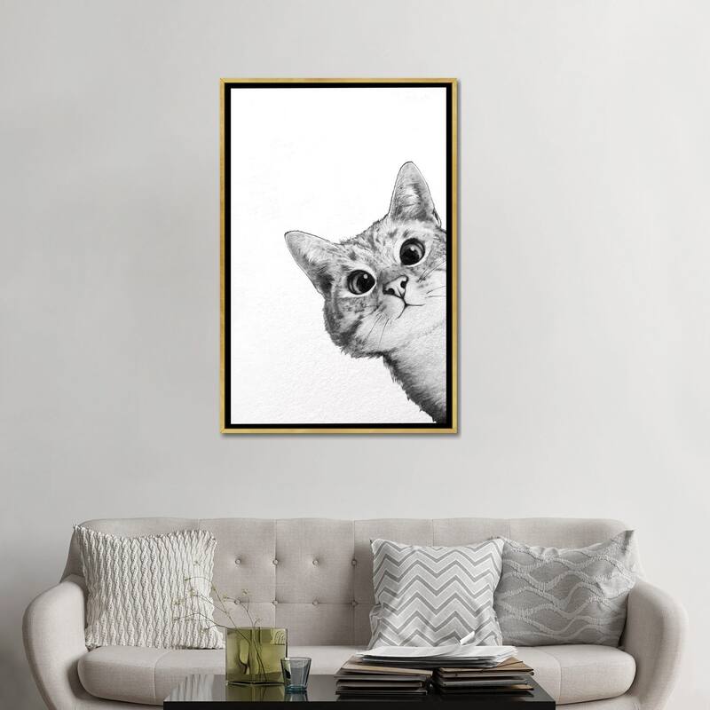 iCanvas "Sneaky Cat" by Laura Graves Framed Canvas Print