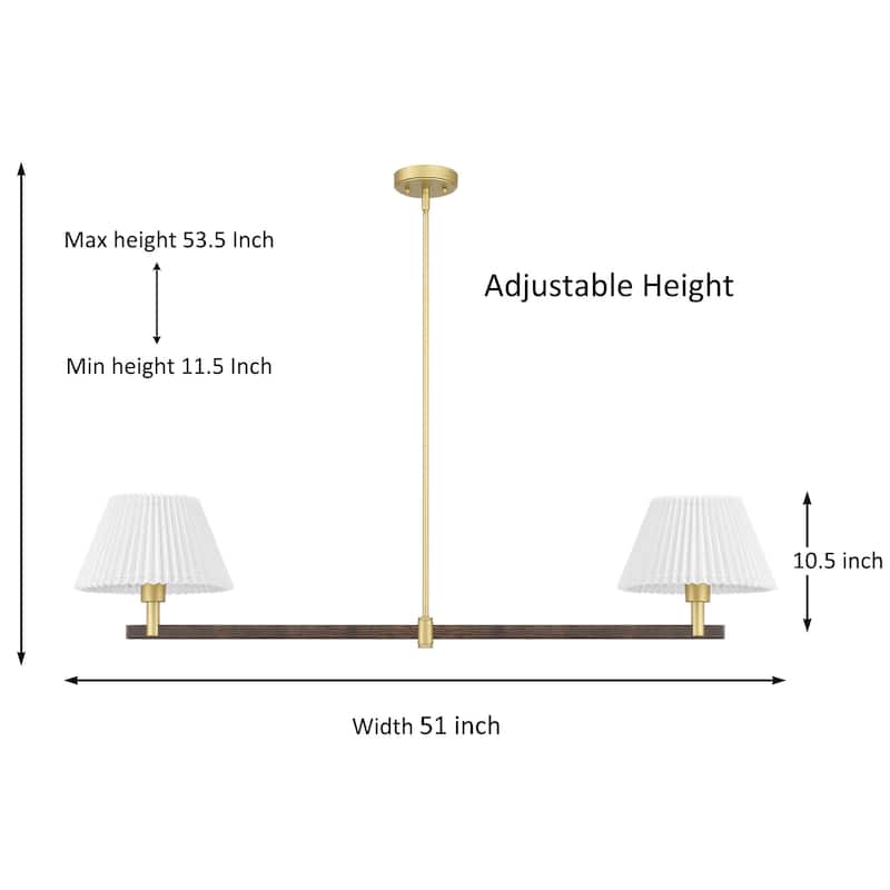 Acroma 2-light Linear Island Chandelier with Cone Fabric Shade - 51 inches