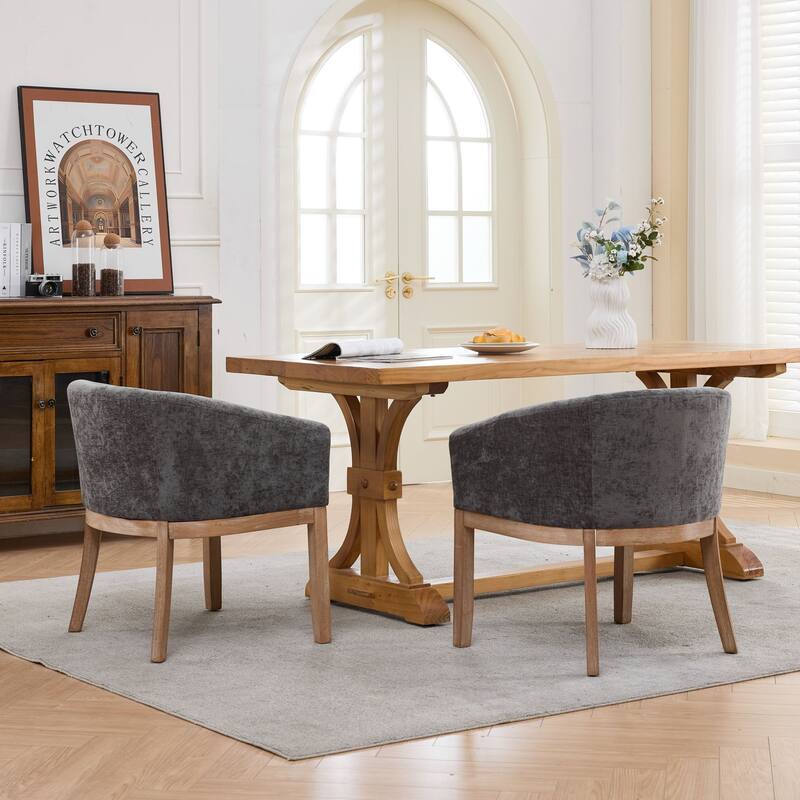 Roomfitters Upholstered Dining Chairs with Barrel Back & Wood Legs, Modern Accent Side Chairs for Kitchen and Living Room