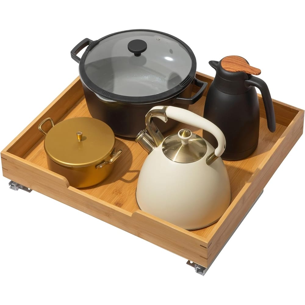 Hold N' Storage Bamboo Wooden Pull out Cabinet Organizer - Requires At Least a 21"D Cabinet Opening