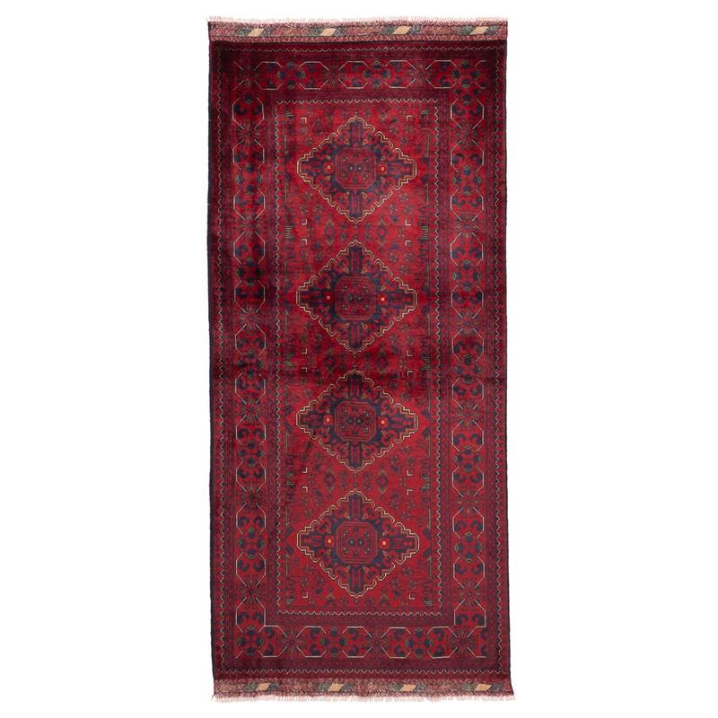 ECARPETGALLERY Hand-knotted Finest Khal Mohammadi Red Wool Rug - 3'1 x 6'11