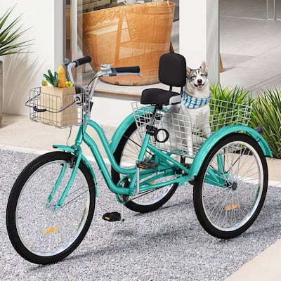 Moasis 24" Adult Tricycle 3-Wheel Bikes 1 Speed Trike Low Step-Through Cruiser Bike