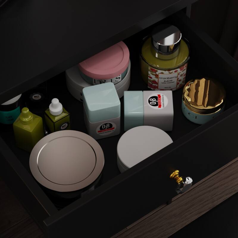 Makeup Vanity Set with Sliding Lighted Mirror & Stool - Hidden Shelves - 33"L x 15.7"W x 52.4"H