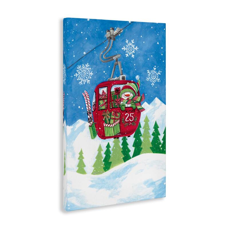 Stupell Snowman on Ski Lift Canvas Wall Art Design By Diane Kater