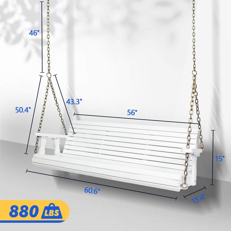 3-person Wood Porch Swing - White