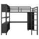 preview thumbnail 16 of 14, Full Size Loft Bed with Storage Cubes and Shelves,Metal Loft Bed with Wardrobe And L-shaped Desk
